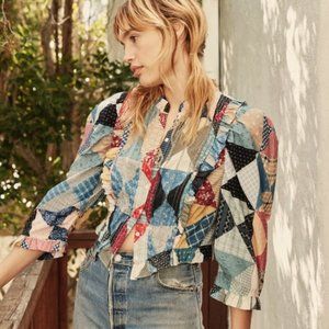 NWT Doen Amadine Patchwork Top Size M